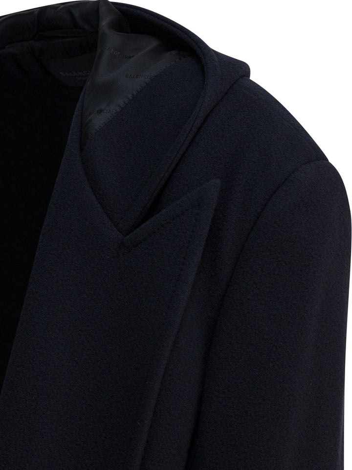 Balenciaga Short Coat With Hood Jackets and Coats - Blu | 1711a21d69317d14bae5dab2ca302a3e0f04a516