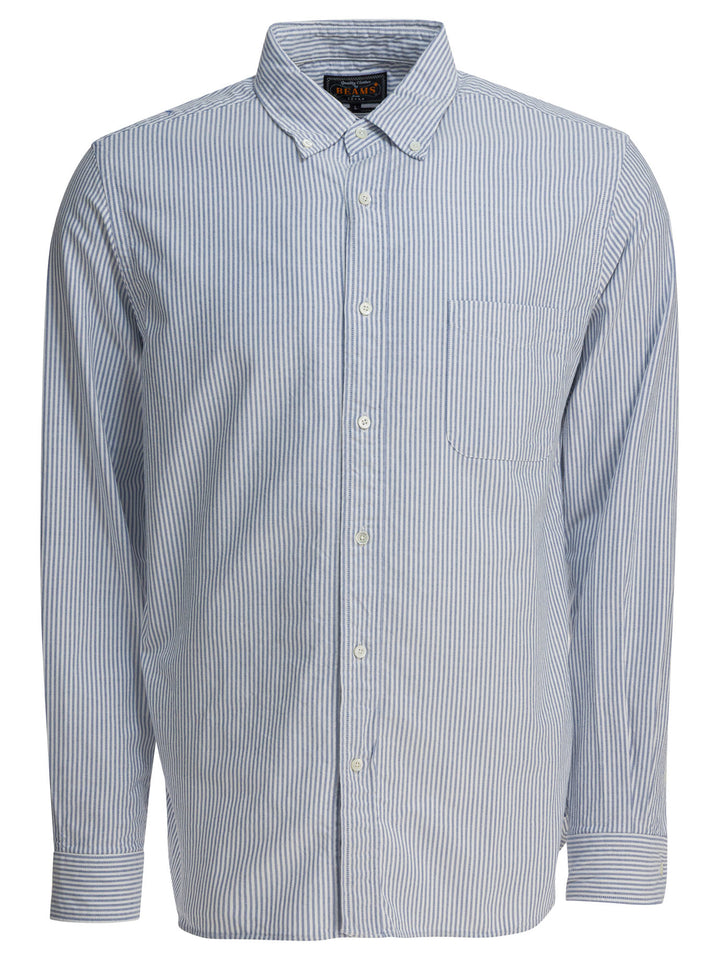 Beams Plus Cotton Striped Shirt Shirts - Blu | e4ed33c522ee8fc32cf7453c128824d30d2def34
