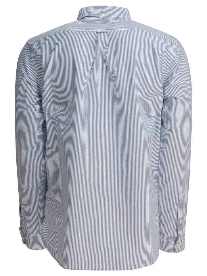 Beams Plus Cotton Striped Shirt Shirts - Blu | db8f3eb818b335adc68645055b1156c5dc7b4a65