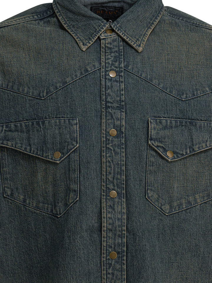 Beams Plus Western Double Dye Shirts - Blu | fd199111ce3b40347cf09854ad50bb6ce4b2874f