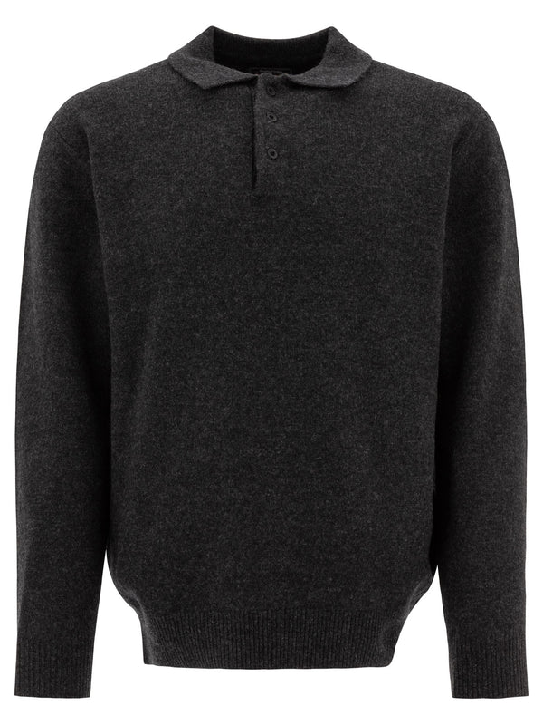 Wool Polo Sweater Knitwear Grey