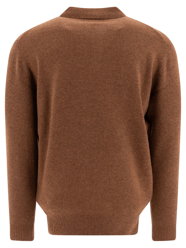 Beams Plus Wool Polo Sweater Knitwear - Marrone | 19045c2963bc586c2eaa7c0b210dde201fdfc4ea