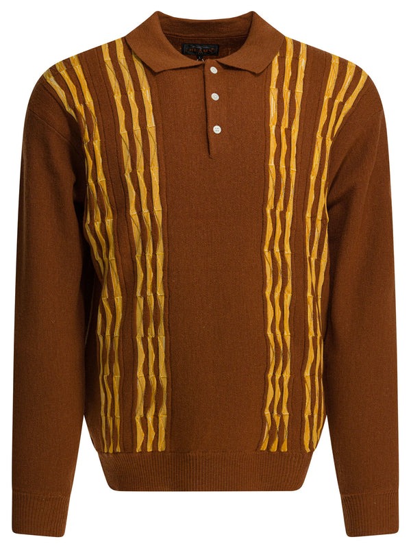 Pull Polo en Laine Tricot Marron