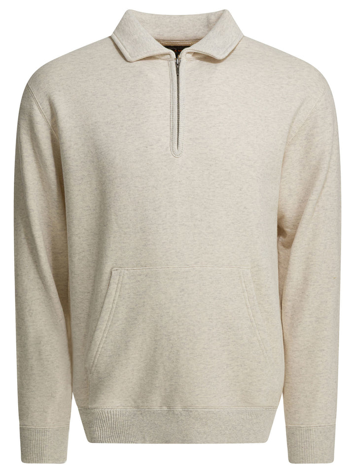 Beams Plus Half Zipper Sweatshirt Sweatshirts - Bianco | 85683f489a46320850156b71cf285092e83cbafc