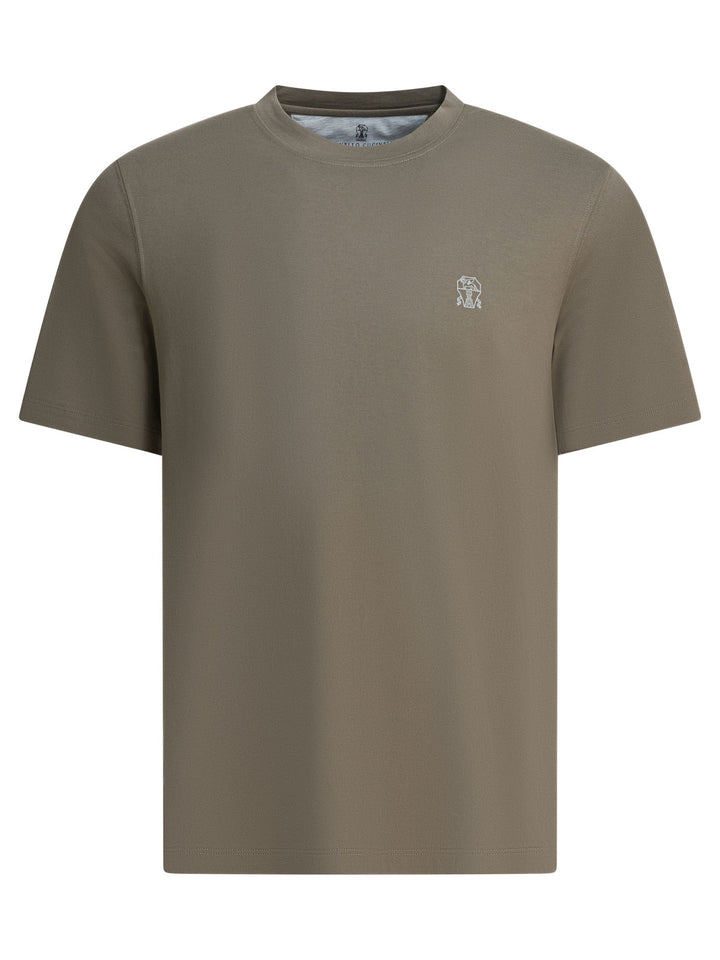 Brunello Cucinelli T-Shirt With Logo T-shirts - Verde | 26b09c9cc1d0a856708bcb4cc3c6e7cc40b55da1