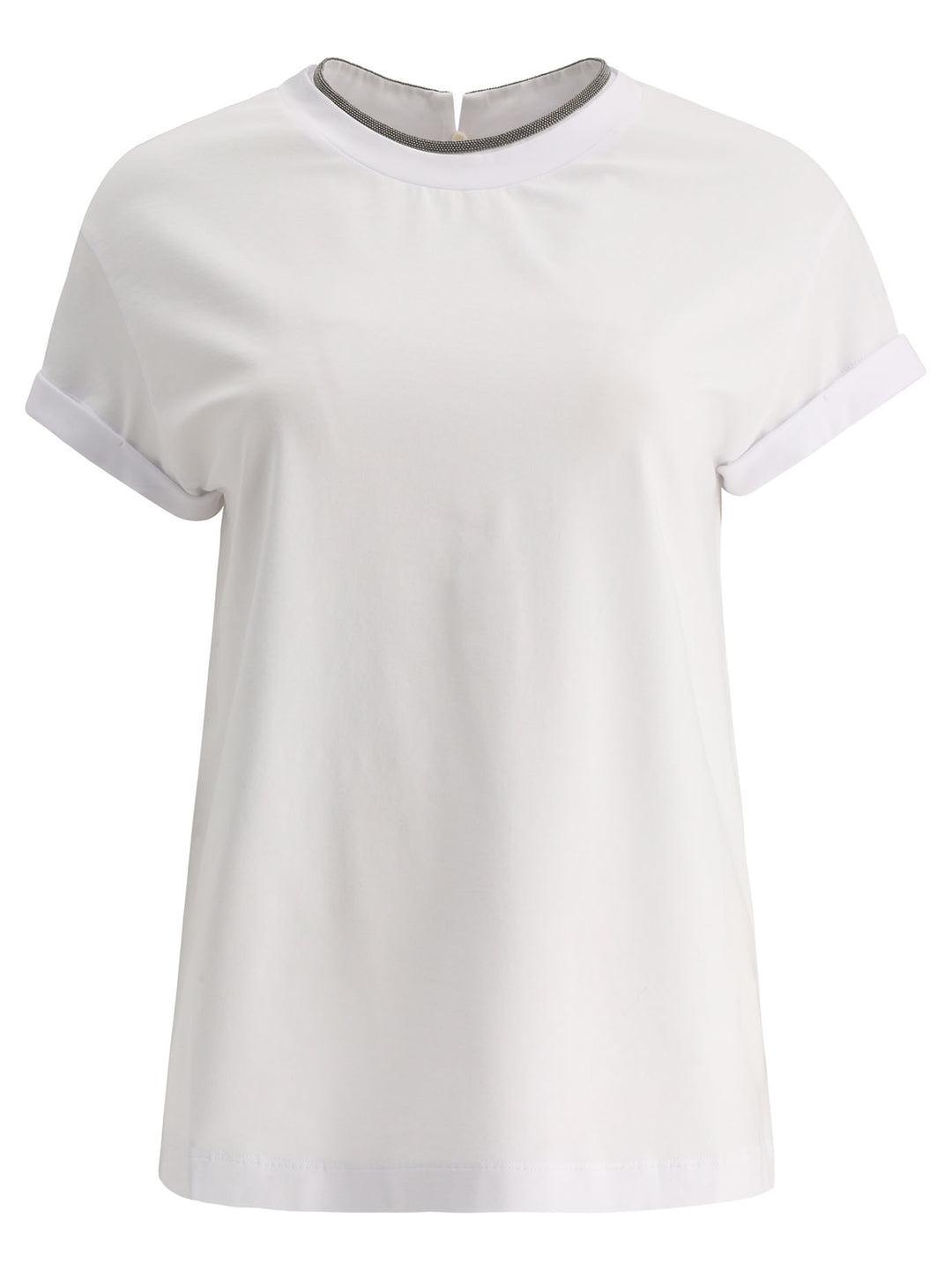 Brunello Cucinelli Cotton Jersey T-Shirt With Precious Faux Layering T-shirts - Bianco | eccff208bac7195e107537fce5930400807ad43a