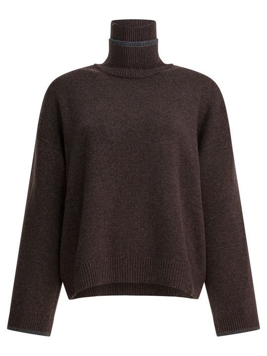 Cashmere Turtleneck Sweater Knitwear Marrone