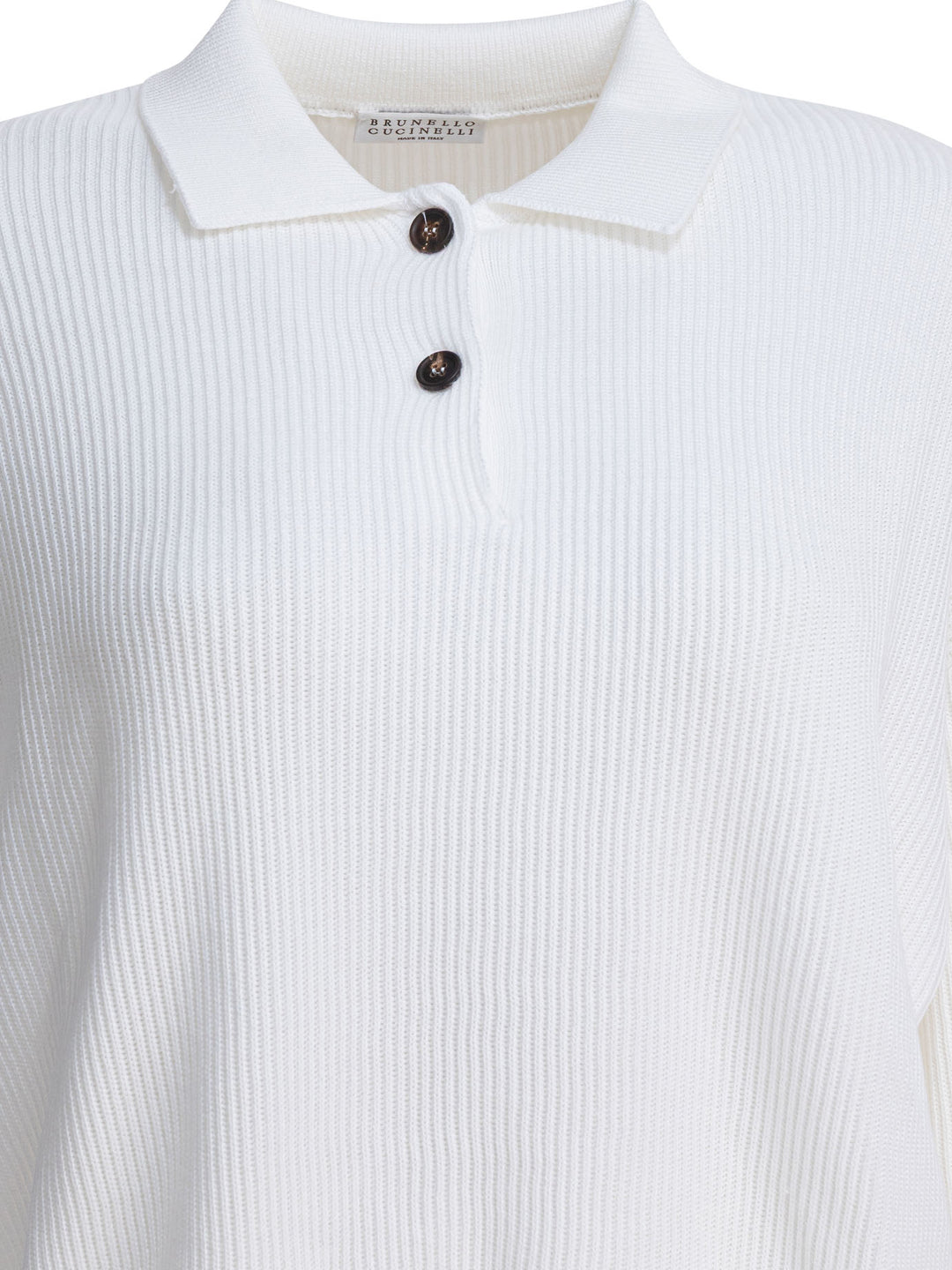 Brunello Cucinelli Cotton Polo Sweater Knitwear - Bianco | c51da9dc6146f7b68fe4625a428f29327d6f5b9f