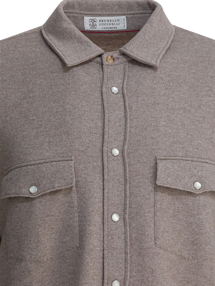 Brunello Cucinelli Cashmere Overshirt Jacket Jackets and Coats - Marrone | 02df582a92259a680df207ed5ffafb7d4c862f7f