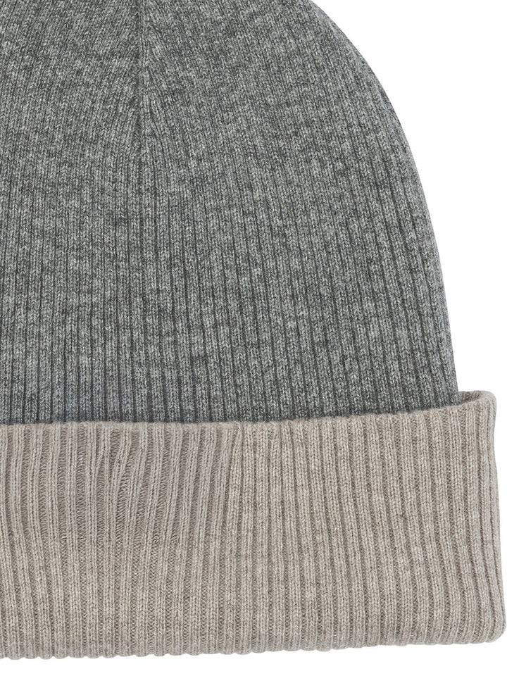 Brunello Cucinelli Reversible Cashmere Beanie Cappelli - Grey | 35f9e2f4d9a31cfb2a0a35ef91b405a2555c5128