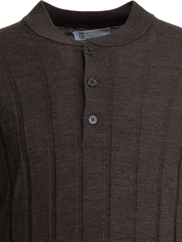 Brunello Cucinelli Wool And Cashmere Crewneck Sweater Knitwear - Marrone | 9ff2cfcdf7ac95616dba5b282e10c378507c855b