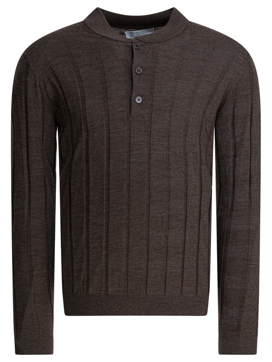 Wool And Cashmere Crewneck Sweater Knitwear Marrone