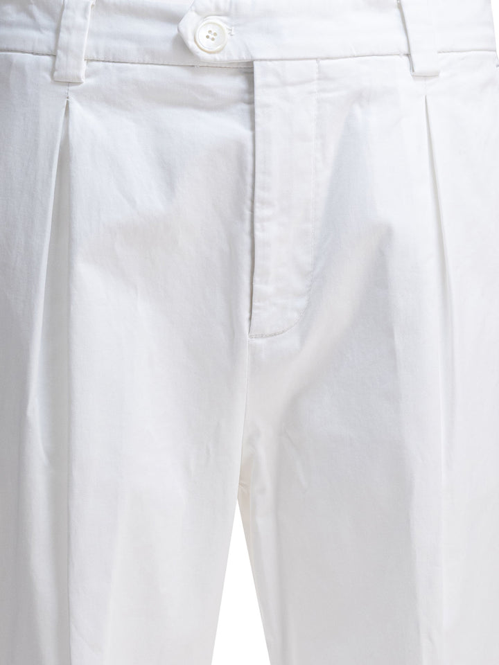 Brunello Cucinelli Cotton Gabardine Pants Trousers - Bianco | 3f4d892ab8a916d9a7c375ff53b536d8e9cbafdb