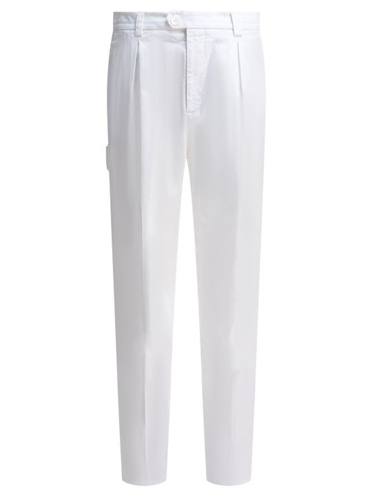 Cotton Gabardine Pants Trousers Bianco