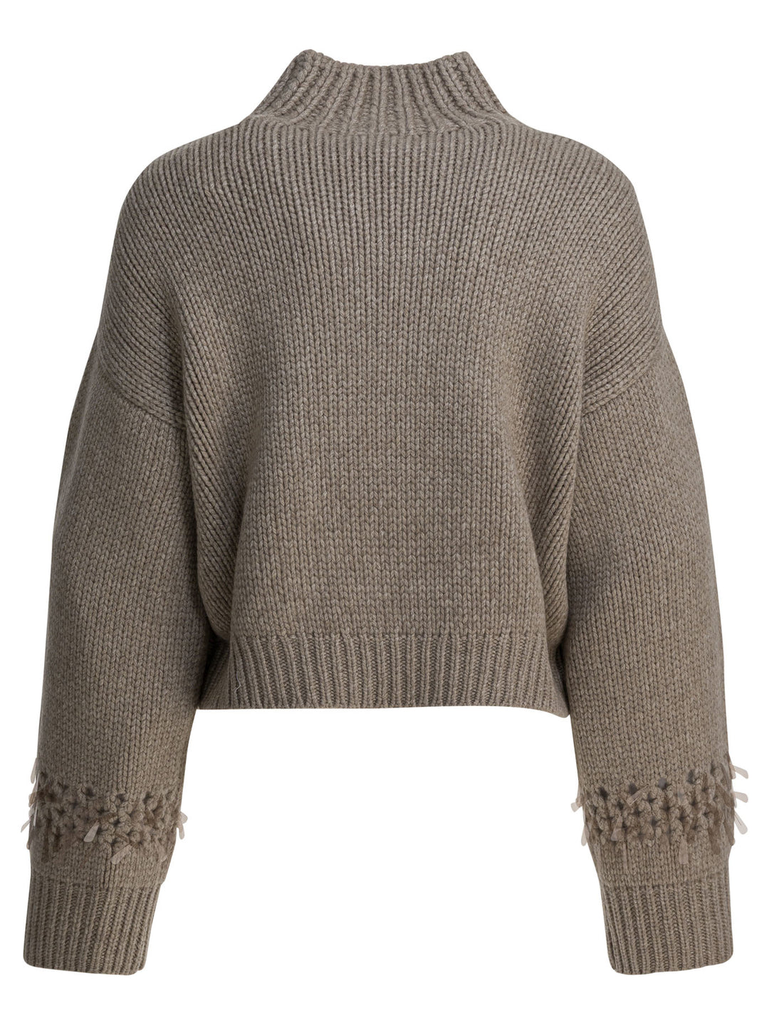Brunello Cucinelli Embellished Cashmere Crewneck Sweater Knitwear - Marrone | 56ca7eaacad39d5dc8acffa3351ef2375f0e9b7c