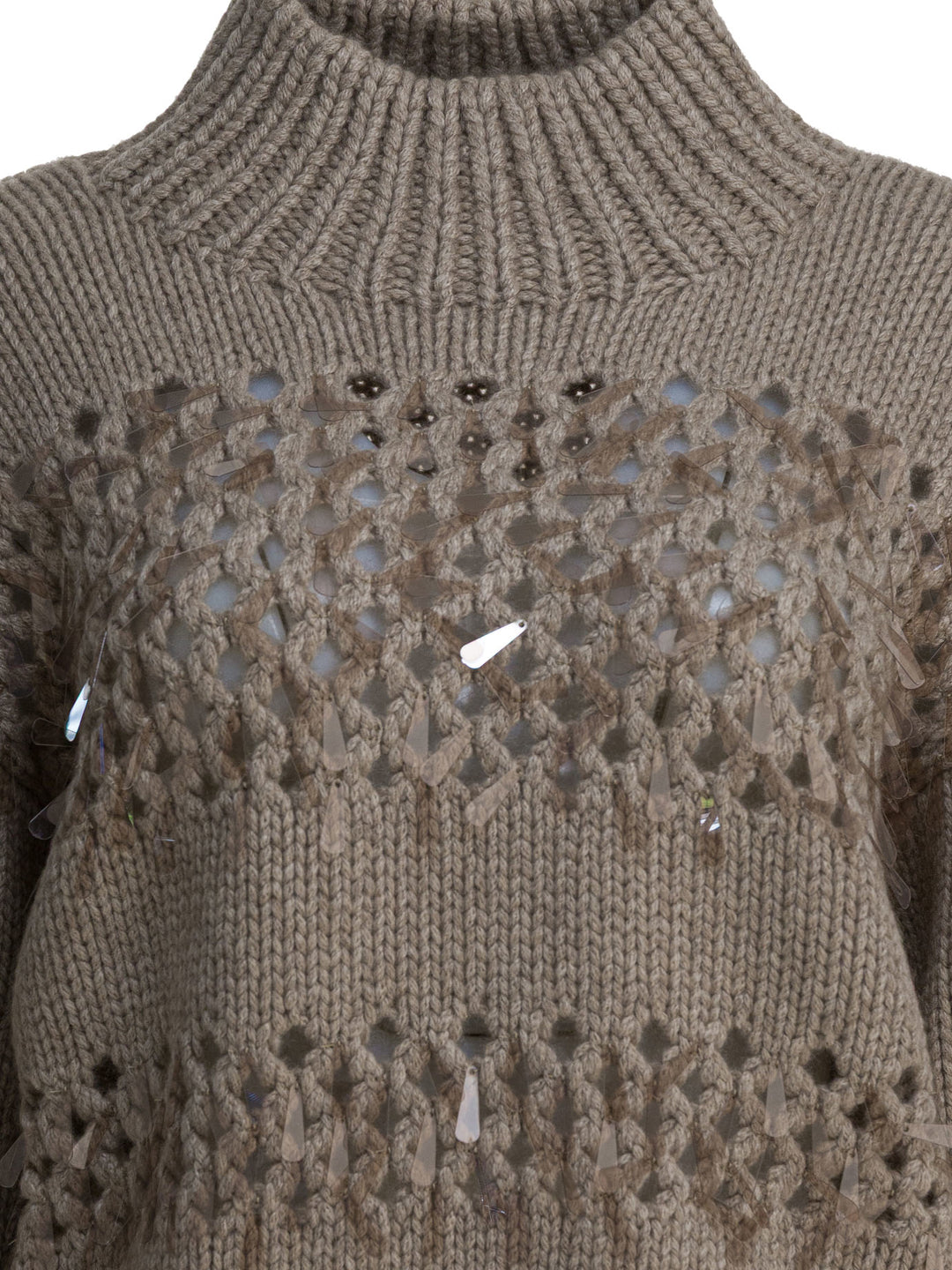 Brunello Cucinelli Embellished Cashmere Crewneck Sweater Knitwear - Marrone | 7da409e752ad150b47d776befbb99764faf9fdf9