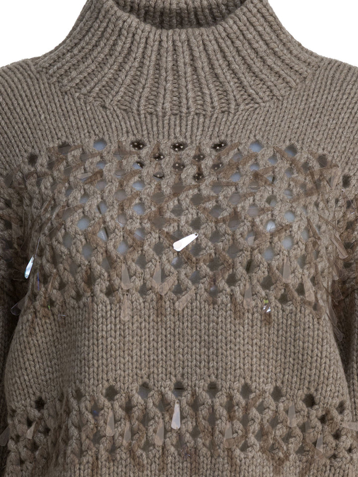 Brunello Cucinelli Embellished Cashmere Crewneck Sweater Knitwear - Marrone | 7da409e752ad150b47d776befbb99764faf9fdf9