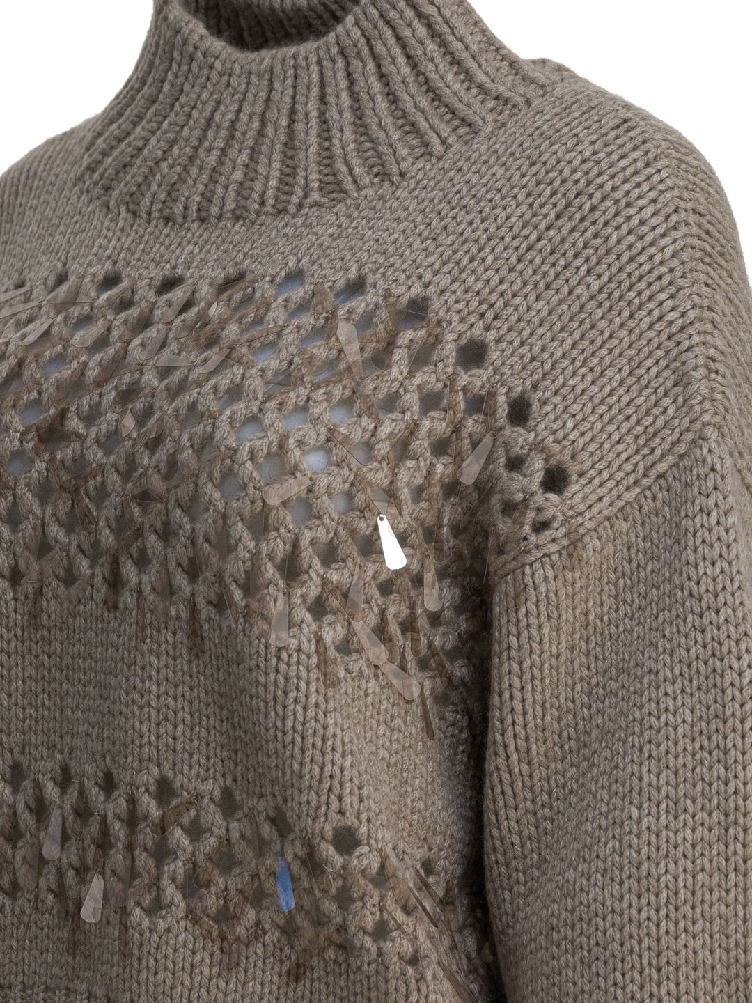 Brunello Cucinelli Embellished Cashmere Crewneck Sweater Knitwear - Marrone | d51e380a864746d5374d526122a4ee4a10c94368