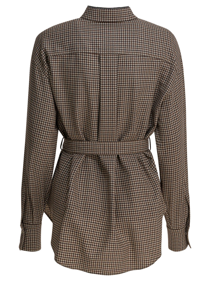 Brunello Cucinelli Virgin Wool Check Shirt Shirts - Marrone | 1f6a6060b9477aeba60f6d2a0032046da4465788