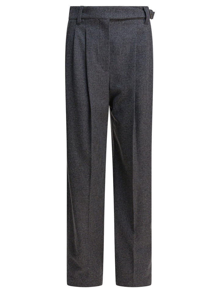 Brunello Cucinelli Wool Pants With Belt Trousers - Grey | 6cb9b312e28f80b569c716ccc7a38c1af2c09e40