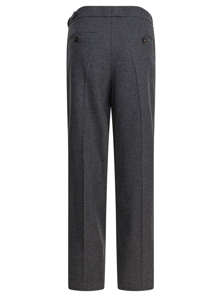 Brunello Cucinelli Wool Pants With Belt Trousers - Grey | 136e1c03931c9dd966cb7ed3e6568385a9ab604c