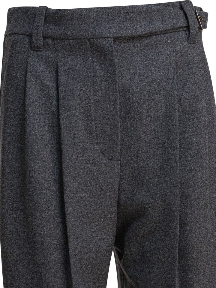 Brunello Cucinelli Wool Pants With Belt Trousers - Grey | 116191d53e58440503689aaf71dc0afaaafdc59a