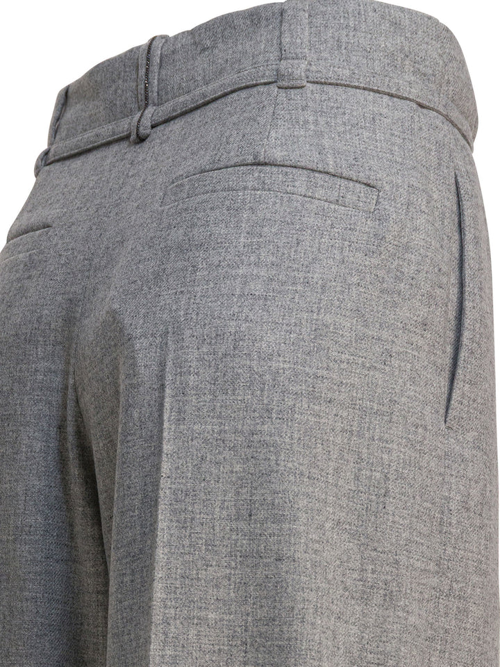 Brunello Cucinelli Wide-Leg Pants Trousers - Grey | 1bd07c3930d2884de770de0f702b96ec4d550d1a