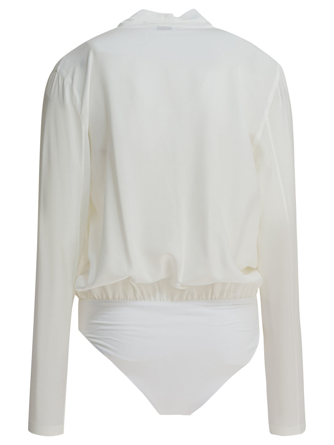 Brunello Cucinelli Silk Crepe De Chine Bodysuit Top - Bianco | 3c75963dab5d86650c1d26451cf69b6b0d9fa886