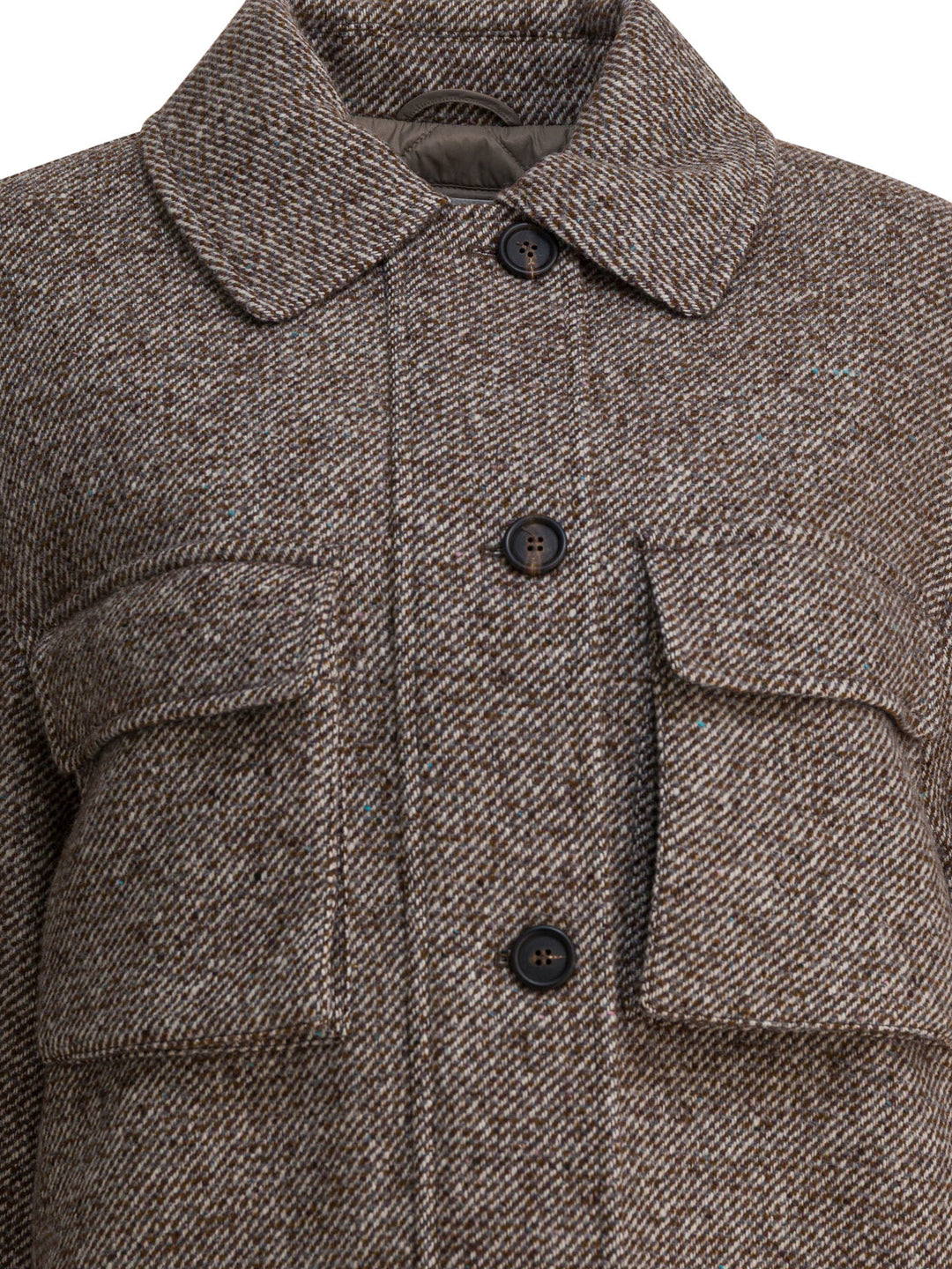 Brunello Cucinelli Coat In Diagonal Mélange Of Virgin Wool And Silk Jackets and Coats - Marrone | 4c5bbc7b0f315df6527e154bb0e25dd5fbb66b35
