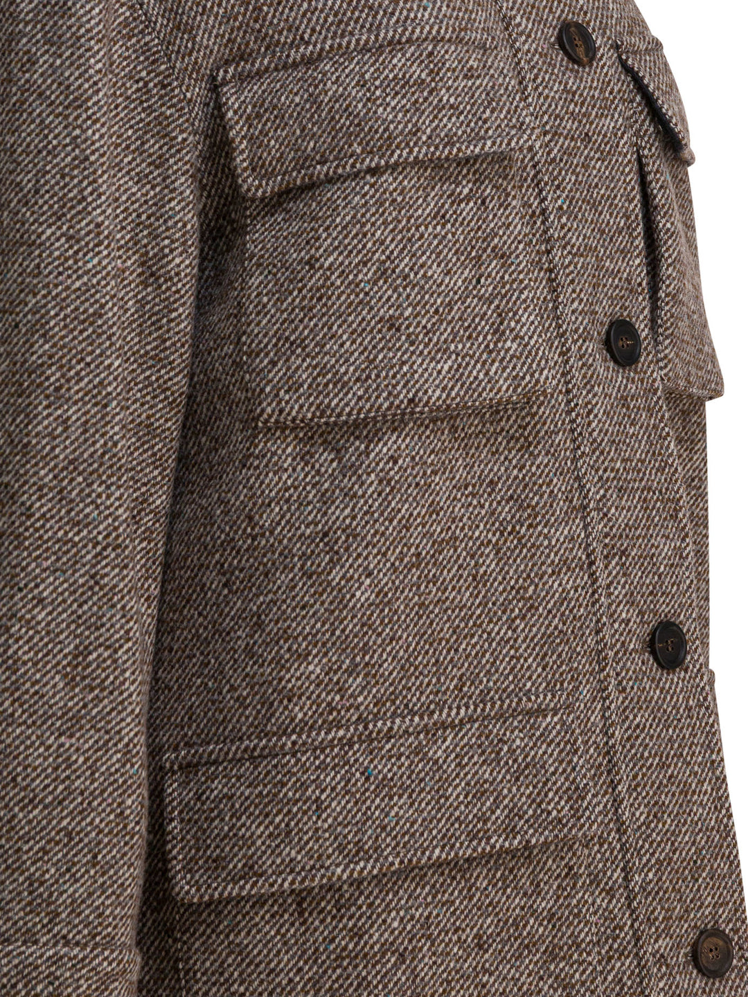 Brunello Cucinelli Coat In Diagonal Mélange Of Virgin Wool And Silk Jackets and Coats - Marrone | 12a7d0d4f3c8a8d8fe3dc63142c5dd7987b79064