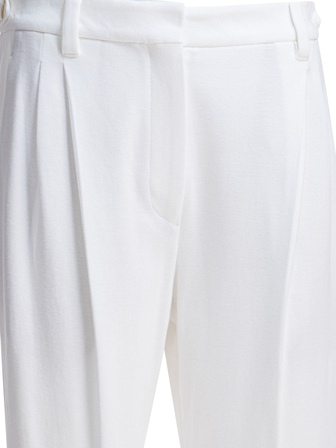 Brunello Cucinelli Baggy Cotton Tailored Pants Trousers - Bianco | e1d7328c3370b2d63ddf466ff78fc7dcea32aae9