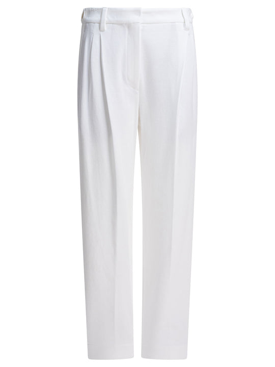 Baggy Cotton Tailored Pants Trousers Bianco