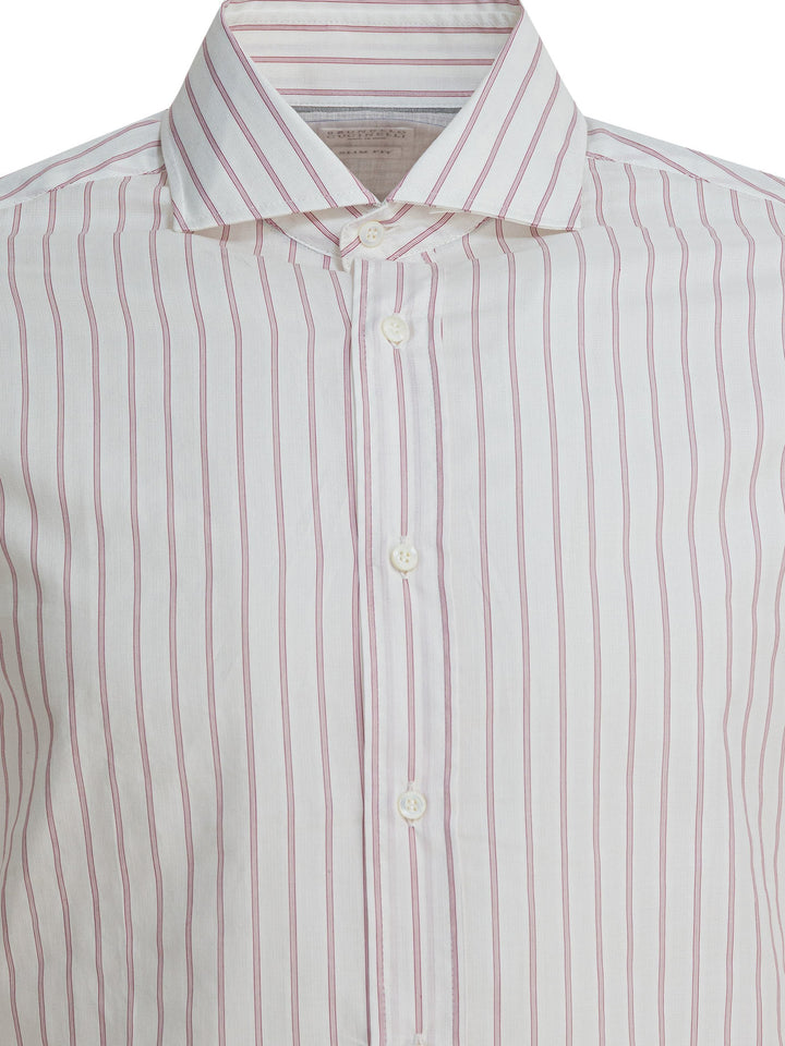 Brunello Cucinelli Cotton Striped Shirt Shirts - Bianco | 4b4b7a7eb2cbc56fc73a24892234291f1d7b76b2
