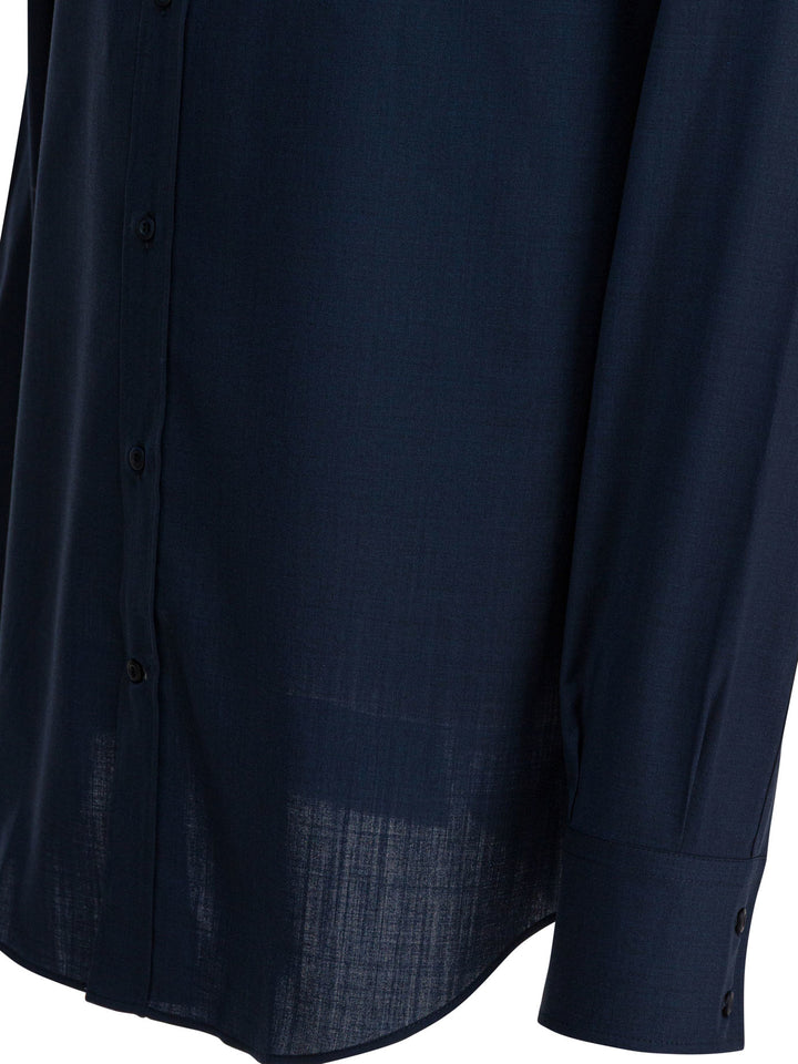 Brunello Cucinelli Virgin Wool Shirt Shirts - Blu | a1892319e94ee4edfa24493a159885a9b675786d
