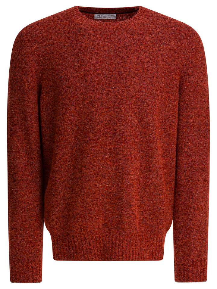 Brunello Cucinelli Wool And Cashmere Crewneck Sweater Knitwear - Rosso | 87dc9a7b1e5fee0c59d1d984a0ec95607a85a9d1