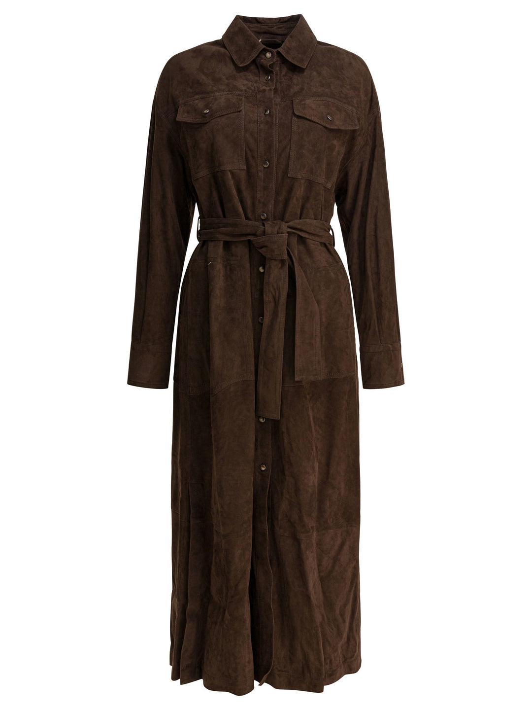 Brunello Cucinelli Chemisier Coat With Necklace Jackets and Coats - Marrone | b7fdac316d6c586a765d55d00470d1b6088c8571