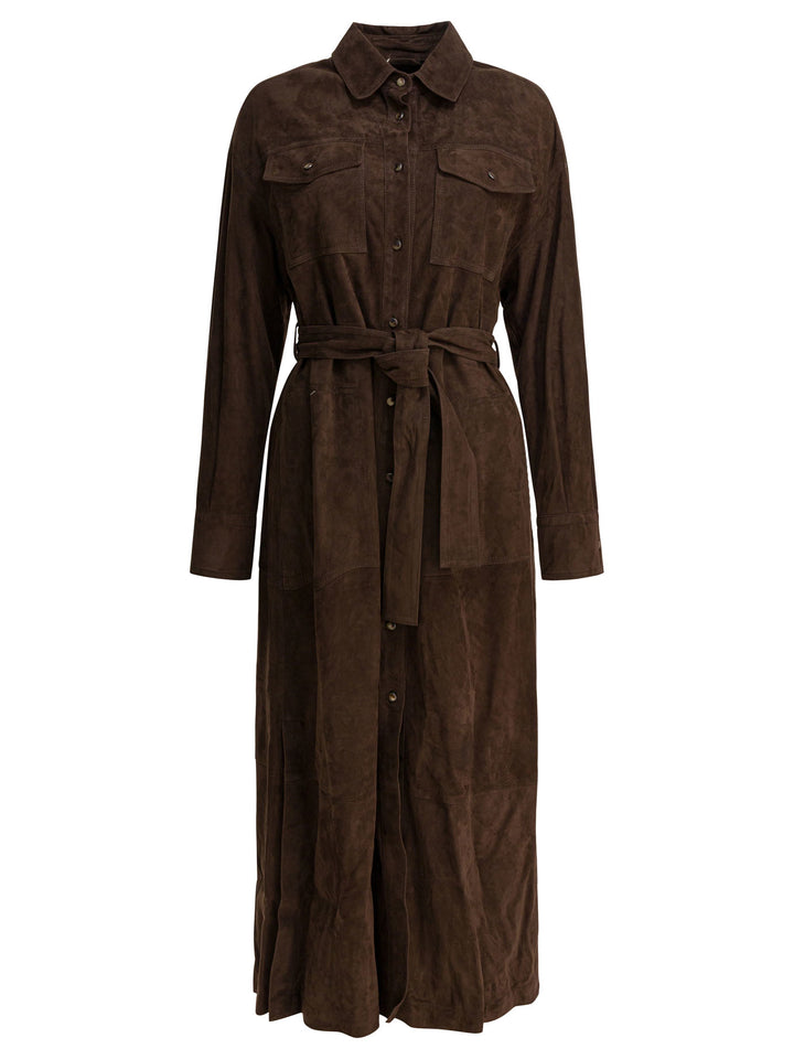 Brunello Cucinelli Chemisier Coat With Necklace Jackets and Coats - Marrone | b7fdac316d6c586a765d55d00470d1b6088c8571