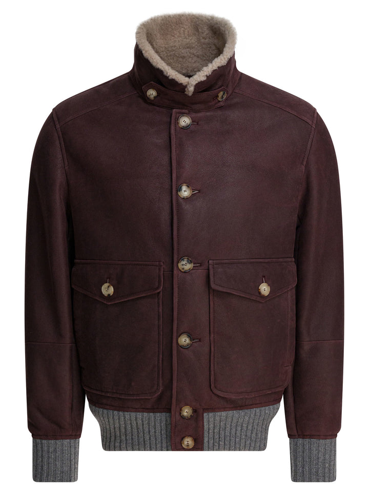 Brunello Cucinelli Shearling Coat Jackets and Coats - Bordeaux | d64c91ee134ac8efe084b93215e8f60f3158aeb8