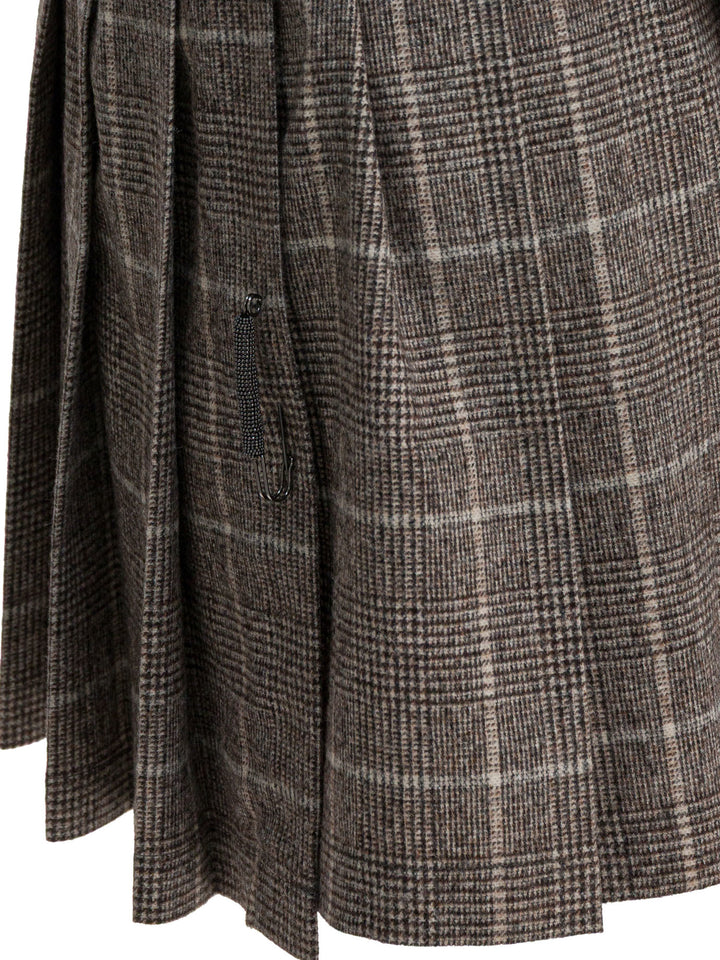 Brunello Cucinelli Prince Of Wales Miniskirt Gonne - Marrone | 897ca18e11fda1c1281d58662f851f66f557b39c