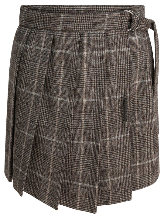 Prince Of Wales Miniskirt Gonne Marrone