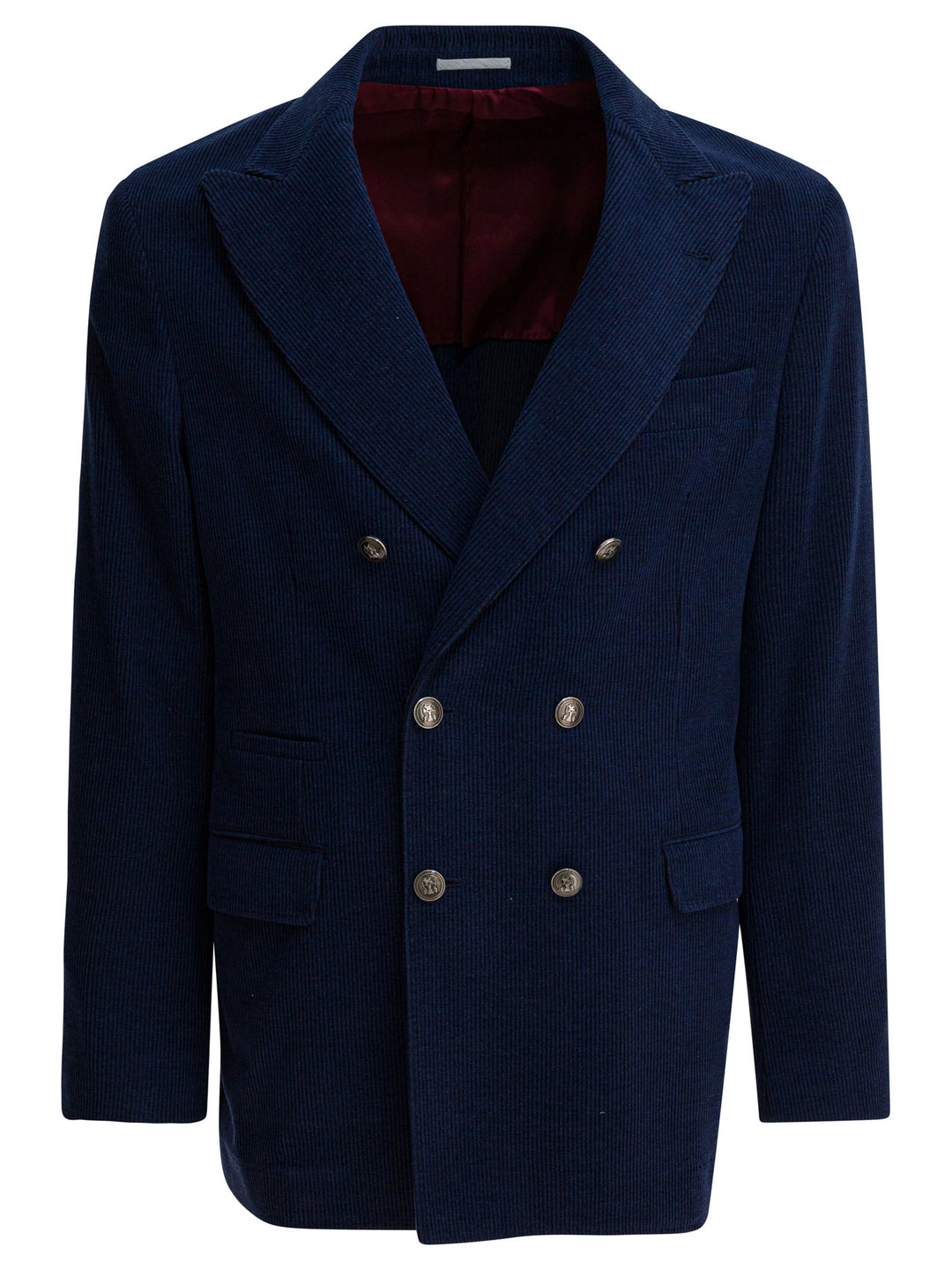 Brunello Cucinelli Wool, Silk And Cashmere Double-Breasted Blazer Jackets and Coats - Blu | 31fd4aa0beae41ca185be4f56a2dbadab7b84a3e