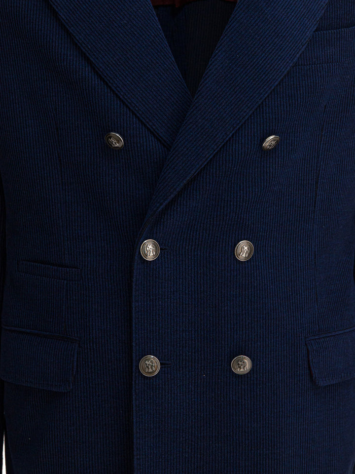 Brunello Cucinelli Wool, Silk And Cashmere Double-Breasted Blazer Jackets and Coats - Blu | faafa9808141e3223b8545cb0d3c919f8b4f3b69