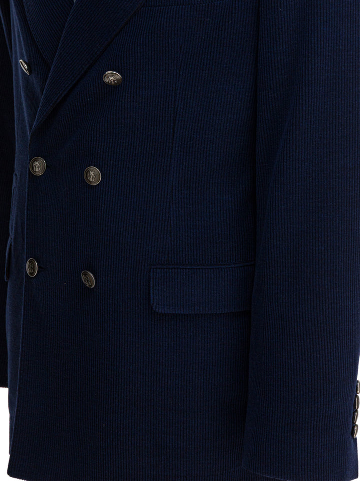 Brunello Cucinelli Wool, Silk And Cashmere Double-Breasted Blazer Jackets and Coats - Blu | 4b6b9ddab47411692d7af9d452399f16e5d29a3e