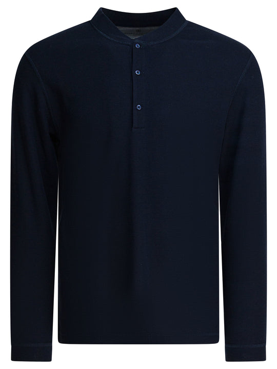 Cotton And Silk Henley T-Shirt T-Shirts Blu