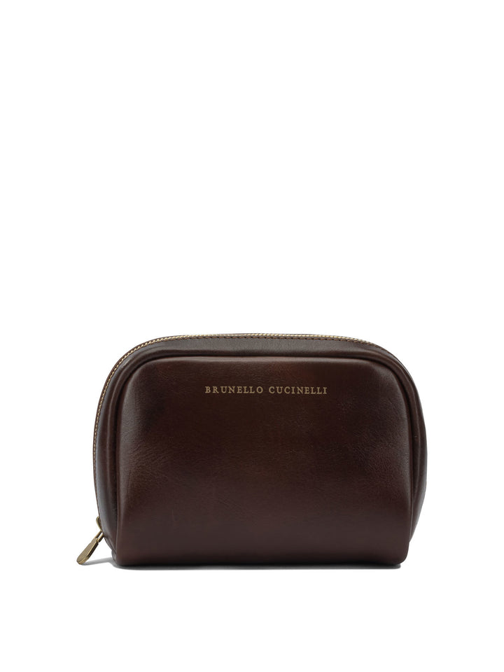 Brunello Cucinelli Leather Beauty Case Pouch - Marrone | 32929bdd6848cacfa356a2407254eeb56083f5b8