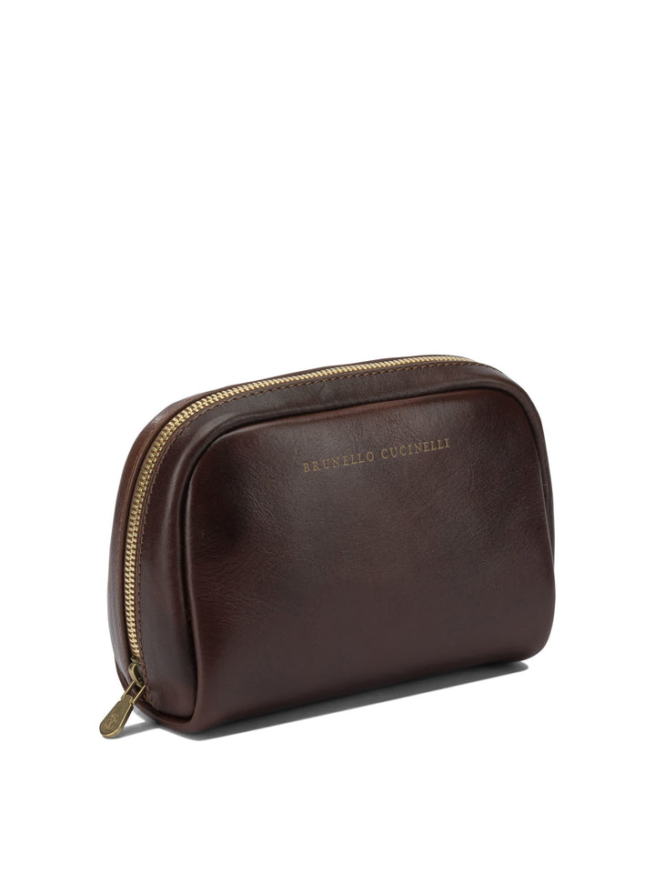 Brunello Cucinelli Leather Beauty Case Pouch - Marrone | ee50ad79b97d0cc516ffdb81f39bb8ec3f79f4ba