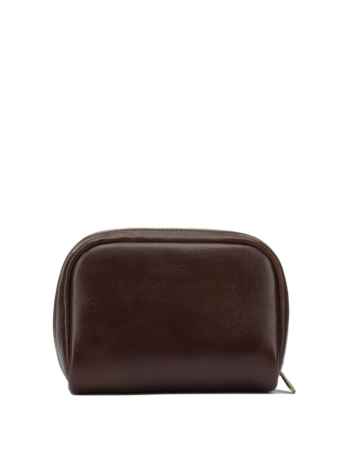 Brunello Cucinelli Leather Beauty Case Pouch - Marrone | ba8324583e032d4892f32bc22f75ec8f7ea1c130