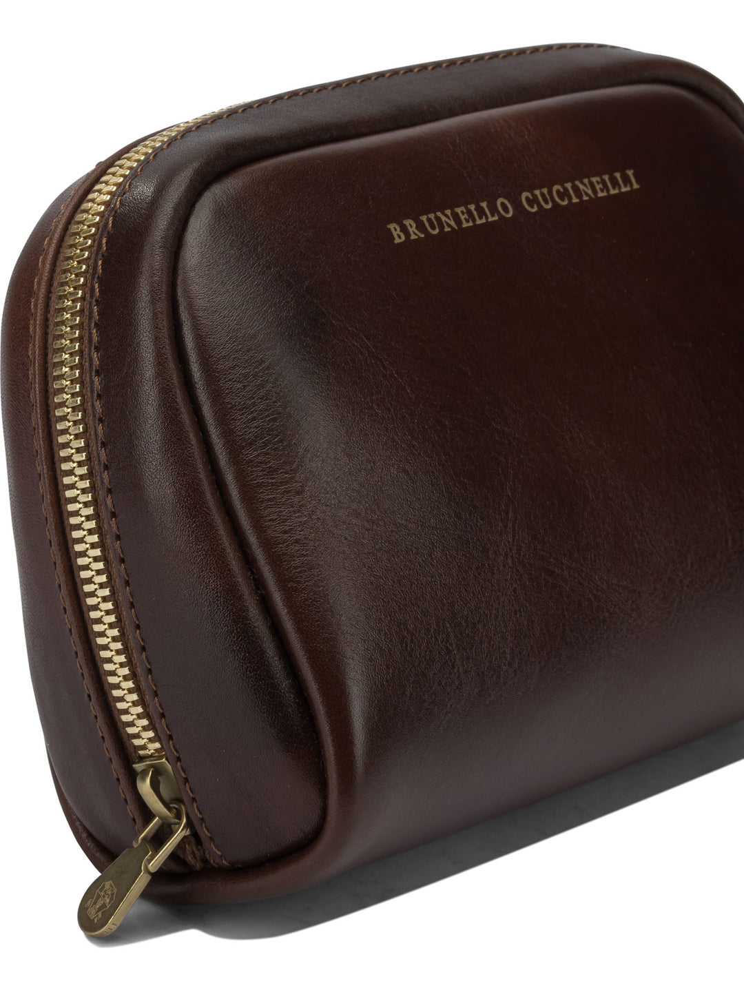 Brunello Cucinelli Leather Beauty Case Pouch - Marrone | a4e18d73c333744ff5ebe2b4584d937911678dc4