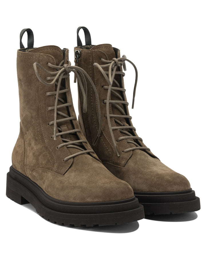 Brunello Cucinelli Suede Lace-Up Stivali e Stivaletti - Marrone | f44fe455292ebaeebdfe9d4f252883f79bb5d186
