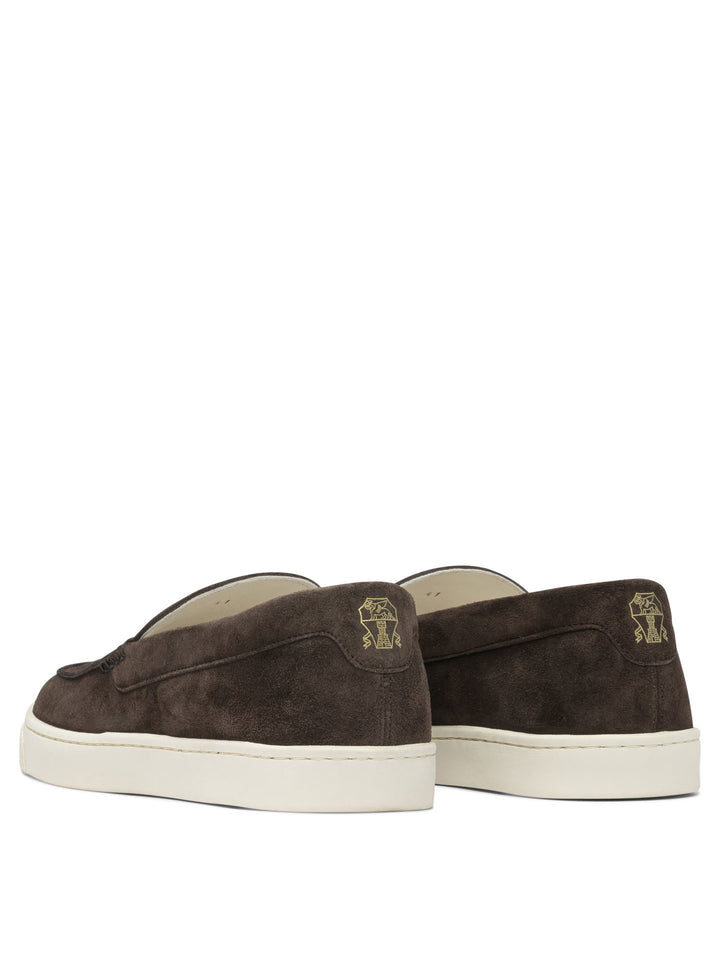 Brunello Cucinelli Chevron-Effect Suede Loafers Loafers & Slippers - Marrone | 2bc4d3f38318979e240650945fe0f8338b7e9972